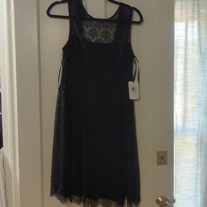 Black lace mini dress